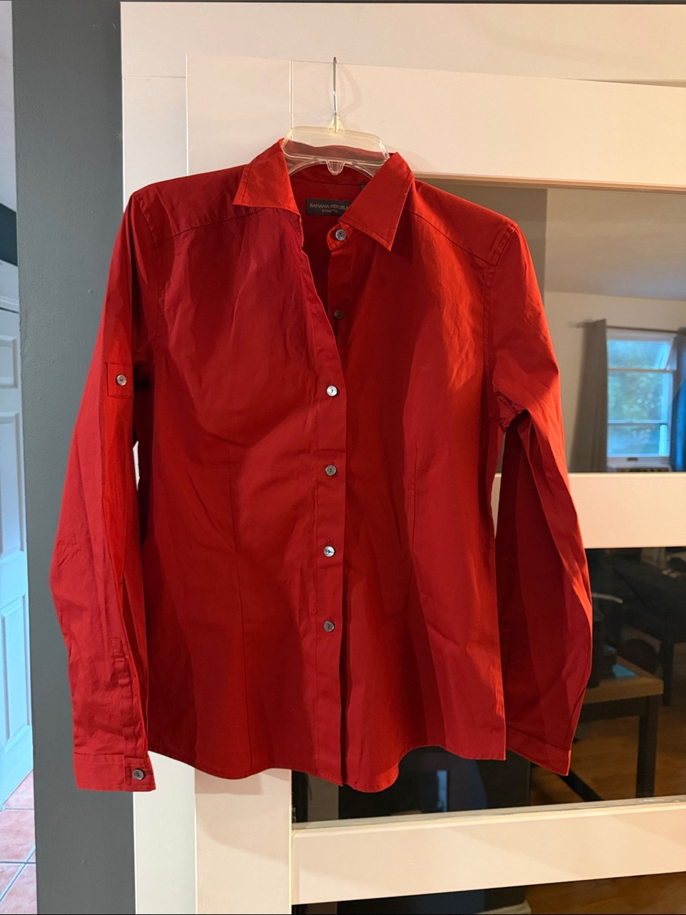 Banana Republic Women's Red Button-Down Shirt